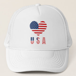 Boné Classic EUA Heart Flag Trucker Hat com Mesh Back