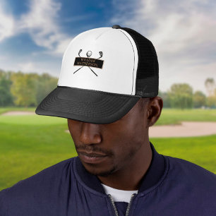 Boné Clássico de Golfe Preto e Dourado Personalizado