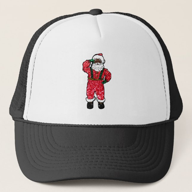 Boné claus de santa preto-brilhante (Frente)