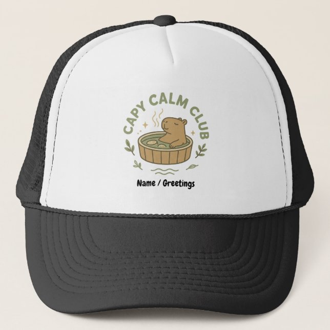 Boné Clube Calmo do Capy Cute Capivara Estética Retro A (Frente)
