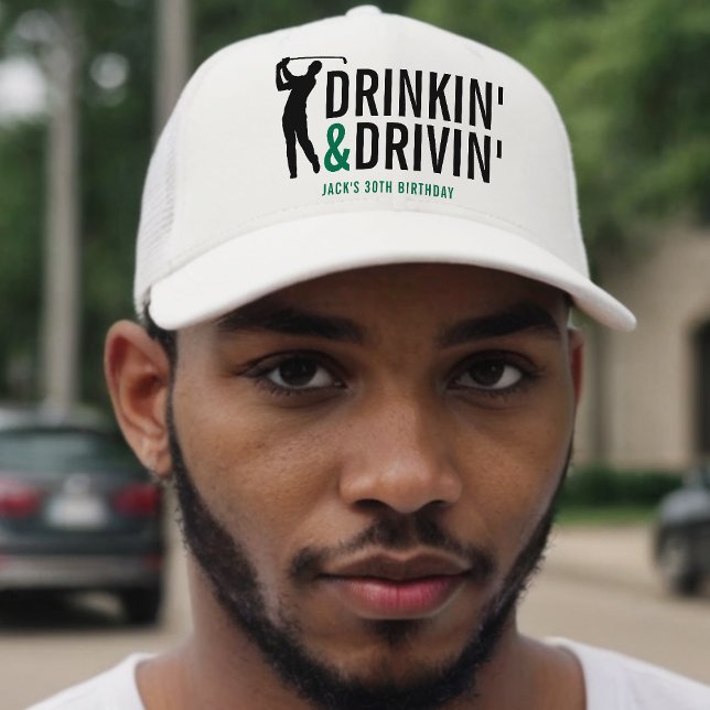 Boné Clube de Golfe Adulto para Beber & Dirigir Anivers (Drinkin' & Drivin' Adult Golf Club Funny Birthday Trucker Hat
)
