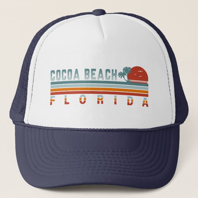 Boné Cocoa Beach Florida Retro Sunset Souvenirs 60s (Frente)