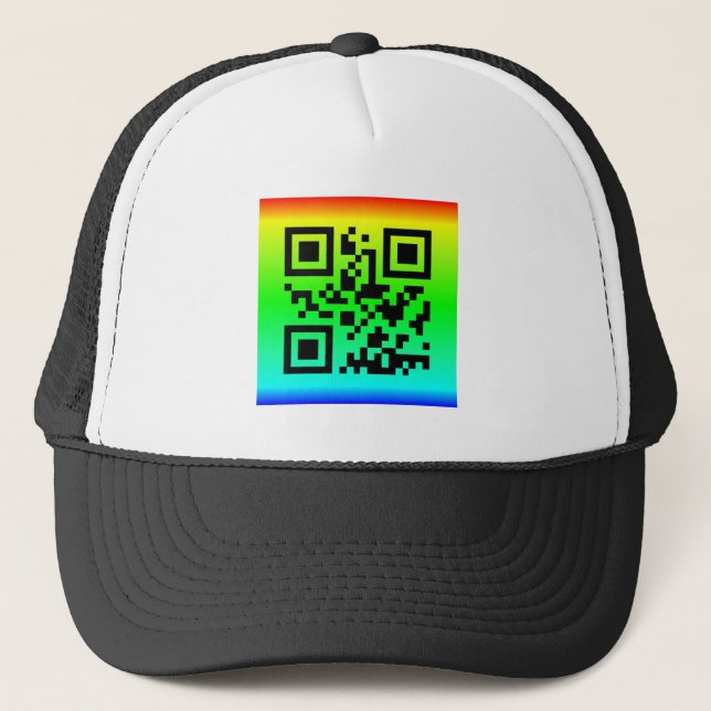 Boné Código QR® dizendo: OBRIGADOS PARA SUA AJUDA (Frente)