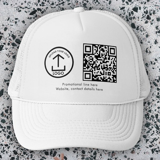 Boné Código QR do logotipo profissional moderno simples (Simple Modern Professional Business Logo QR Code Trucker Hat)