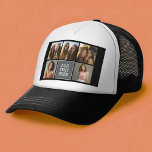 Boné Colagem de Fotos Preta 5 da cinza com Texto<br><div class="desc">Você pode usar fotos quadradas ou selfie para este design. Use cinco fotos quadradas para criar um presente exclusivo e pessoal. Se precisar ajustar as fotos,  clique na ferramenta personalizar para fazer alterações.</div>