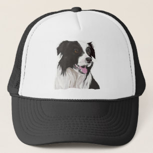 Boné Collie Preto e Branco com olhos castanhos