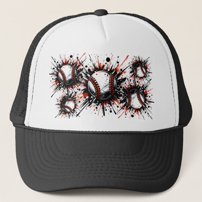 Boné Color Splash of Baseballs Trucker Hat (Frente)
