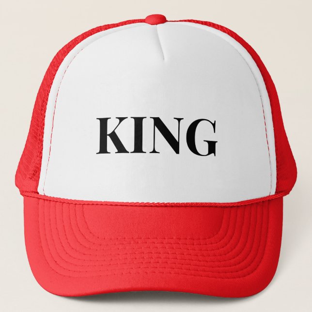 Boné com nome de texto personalizado King em branc (Frente)