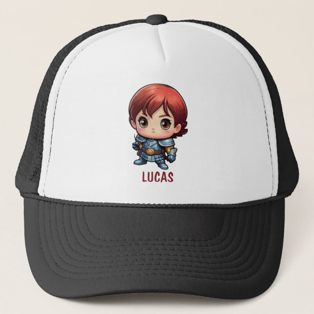 Boné Comic Knight Chibi Kid Character Trucker Hat (Frente)