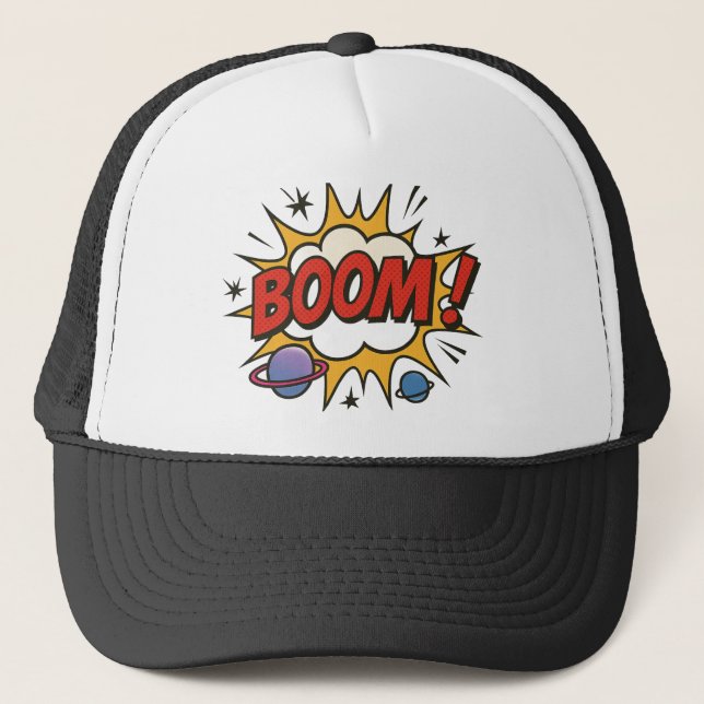 Boné Comic Style Trucker Hat – Retro Pop Art Explosion (Frente)