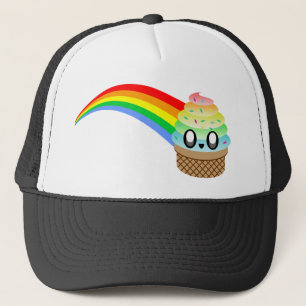 BONÉ CONE DE SORVETE KAWAII ARCO-ÍRIS DE FOFOURA