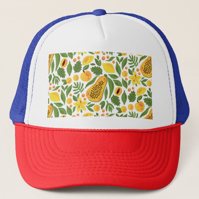 Boné Conjunto de Frutas exóticas: Papaya, Lemon, Mango (Frente)