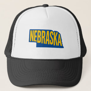 Boné Contorno do Estado de Nebraska Amarelo e Azul Mo