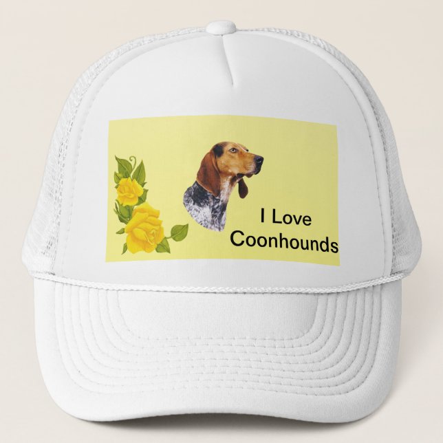 Boné Coonhound do inglês americano e rosas amarelos (Frente)