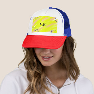 Boné Cor simples adicionar texto nome monograma amarelo