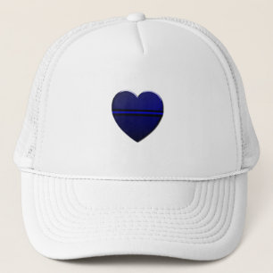 Boné Coração fina de linha azul