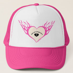 Boné Coração Flaming Personalizado Cor-de-Rosa