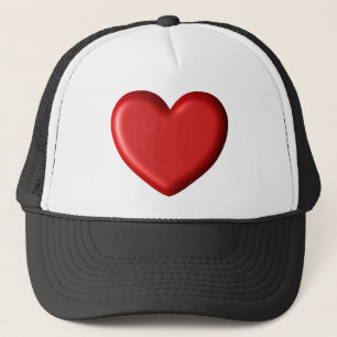 Boné Coração inchado romântico 3D do amor vermelho d