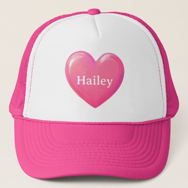 Boné Coração Rosa com Nome (Frente)