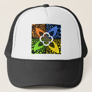 Boné Corações amarelo azul iridescentes