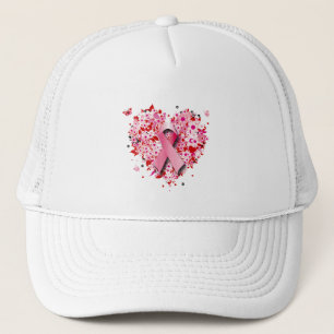 BONÉ CORAÇÕES, BORBOLETAS E FITA COR-DE-ROSA