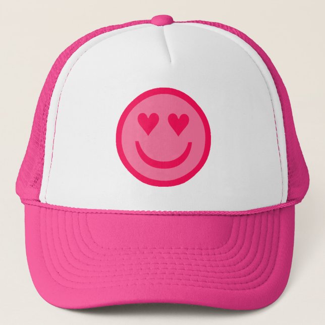 Boné Corações Feliz Rosto Trucker Hat (Frente)