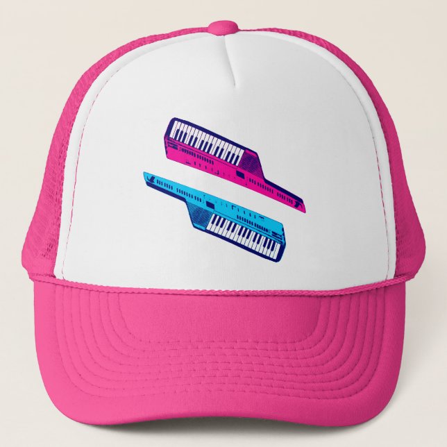 Boné Corey Tiger 80's Retro Keytar Rosa & Azul (Frente)
