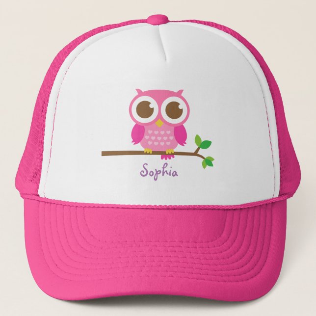Boné Coruja Rosa Fofa Para Meninas (Frente)