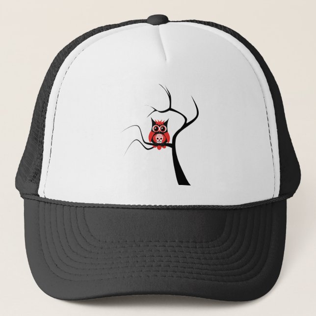 Boné Coruja vermelha do crânio do açúcar no chapéu da (Frente)