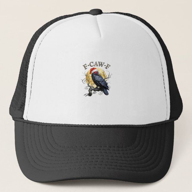 Boné Corvo Engraçado F-Caw-F Ave Chapéu de Natal Gótico (Frente)