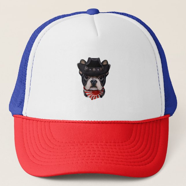 Boné Cowboy Hat e Bandeira do Buldogue Francês para Cac (Frente)