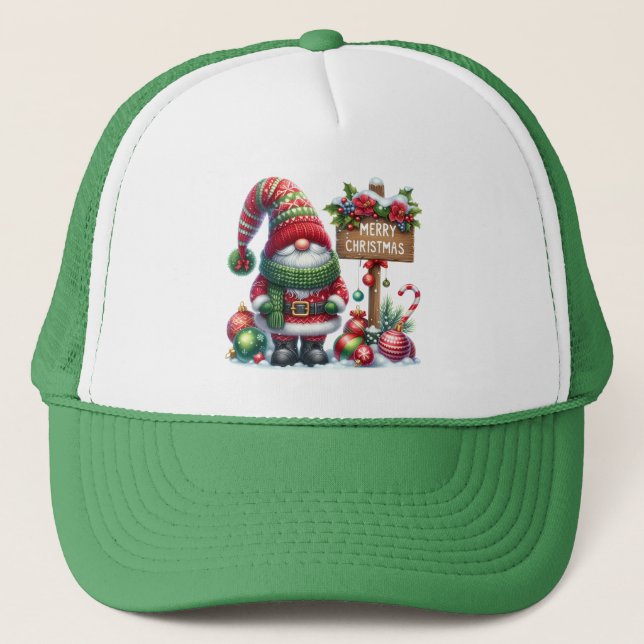 Boné Cozy Christmas Gnome Art – Festive Holiday (Frente)