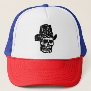 Boné Crânio de Cowboy Vintage com Chapéu Western Antigo