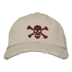 Boné Crânio de Pirata Clássica em Vermelho Borgonha