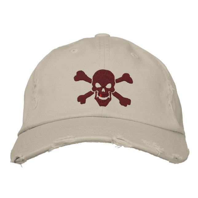 Boné Crânio de Pirata Clássica em Vermelho Borgonha (Frente)