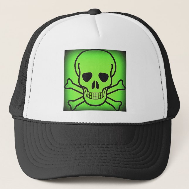 BONÉ CRÂNIO E IMPRESSÃO VERDES DE NÉON DOS CROSSBONES (Frente)