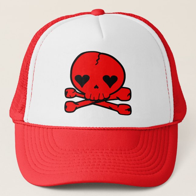 Boné Crânio Estranho Estilo Goth Kawaii VERMELHO (Frente)