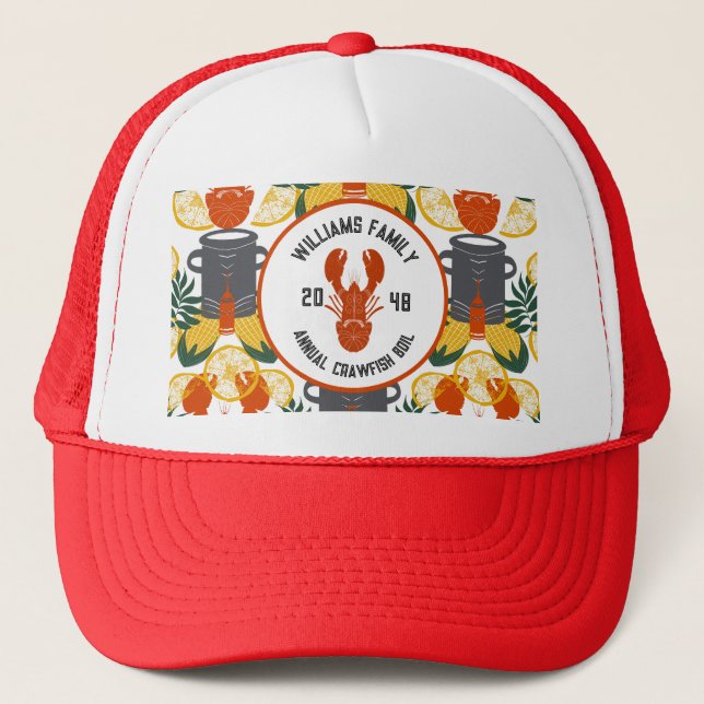 Boné Crawfish Boil Trucker Hat - Festa de Marisco Cajun (Frente)