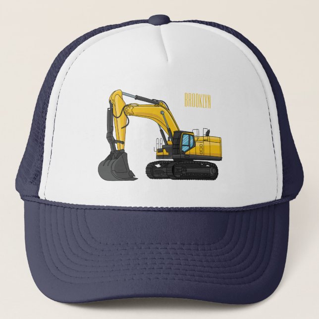 Boné Crawler excavator cartoon illustration (Frente)