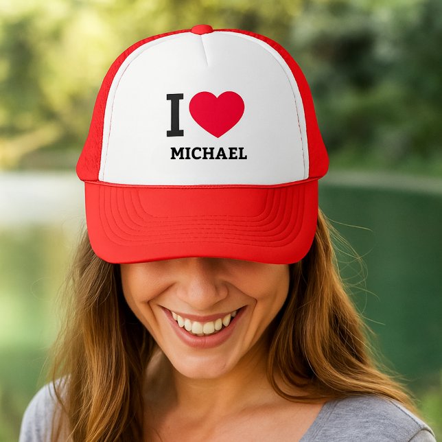 Boné Crie seu próprio Engraçado Eu amo (Create Your Own Funny I love Trucker Hat)