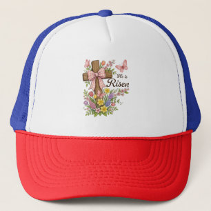 Boné Cristianismo- Ele Ressuscitou Cruz Floral Religios