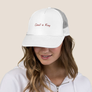 Boné Cristo é Rei Texto vermelho em branco