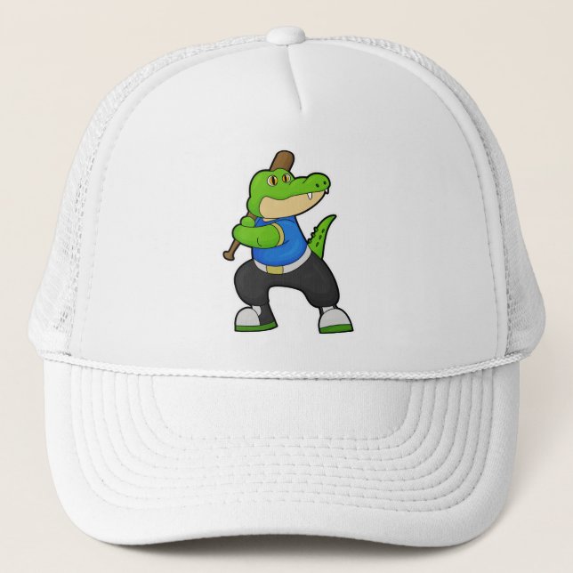 Boné Crocodilo no beisebol com taco de beisebol (Frente)