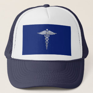 Boné Cromo Como Caduceus - Símbolo Médico em Azul Dec