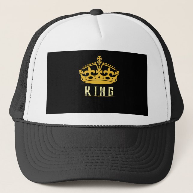 Boné Crown Image KING Text Royal Style White Black-Cap (Frente)