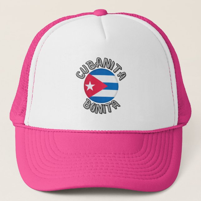 Boné Cubanita Menina Cubana Bandeira Cute Trucker Hate (Frente)
