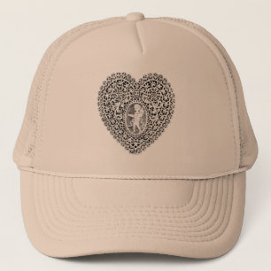 Boné CUPID LACE HEART, preto e branco