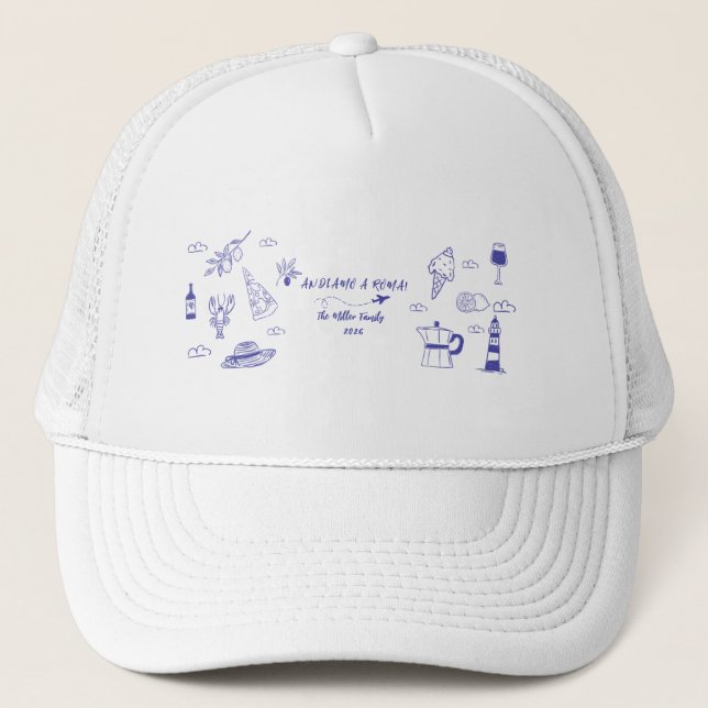 Boné Custom Andiamo a Roma Italy Family Vacation Blue (Frente)