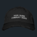 Boné Custom Embroidered Text Baseball Cap Design Perso<br><div class="desc">Create a one-of-a-kind cap with this Custom Text & Logo Embroidered Hat, designed for both business promotion and personal style. Easily personalize your hat by choosing your font, thread color, hat color, and size, then add your name, company logo, slogan, website, phone number, social media handle, or custom text. This...</div>