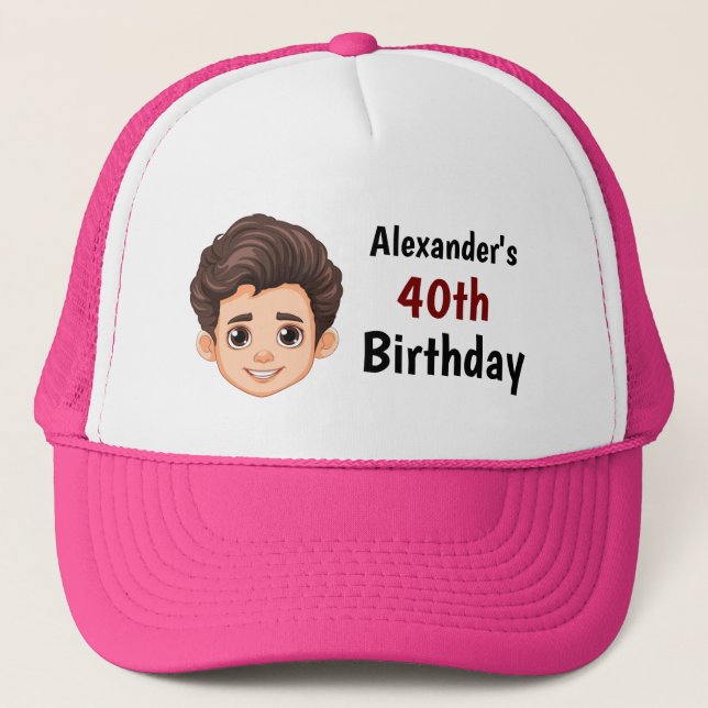 Boné Custom Face 30th 40th 50th 60th 70 Birthday Squad (Frente)